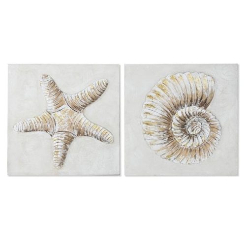Kép tengeri csillag, kagyló, kézzel festett 60x3x60 cm 2féle
