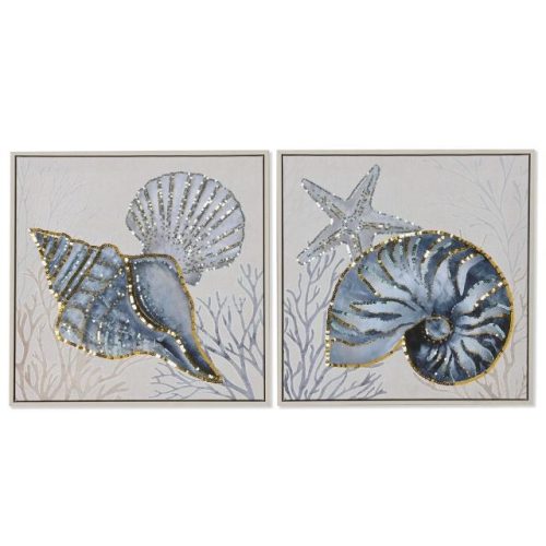 Kép keretes, tengeri, flitteres 40x3x40 cm 2féle