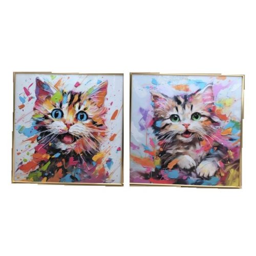 Kép keretes, macska 80x3,5x80 cm 2féle