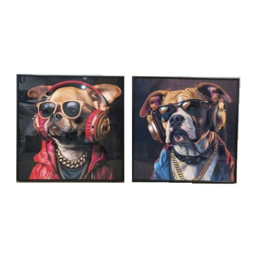 Kép keretes, kutya 50x3,5x50 cm 2féle