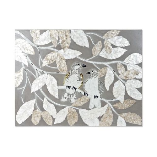 Dekoráció falra, levelek, madarak 90x4x70 cm