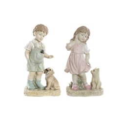   Figura kisfiú, kislány kisállattal 26,5x16,5x44,5 cm 2 féle