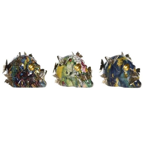 Figura koponya pillangóval 15,5x10,5x11 cm 3 féle