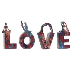   Figura szett "Love" felirat, jógás 14,7x5x24 cm S/4